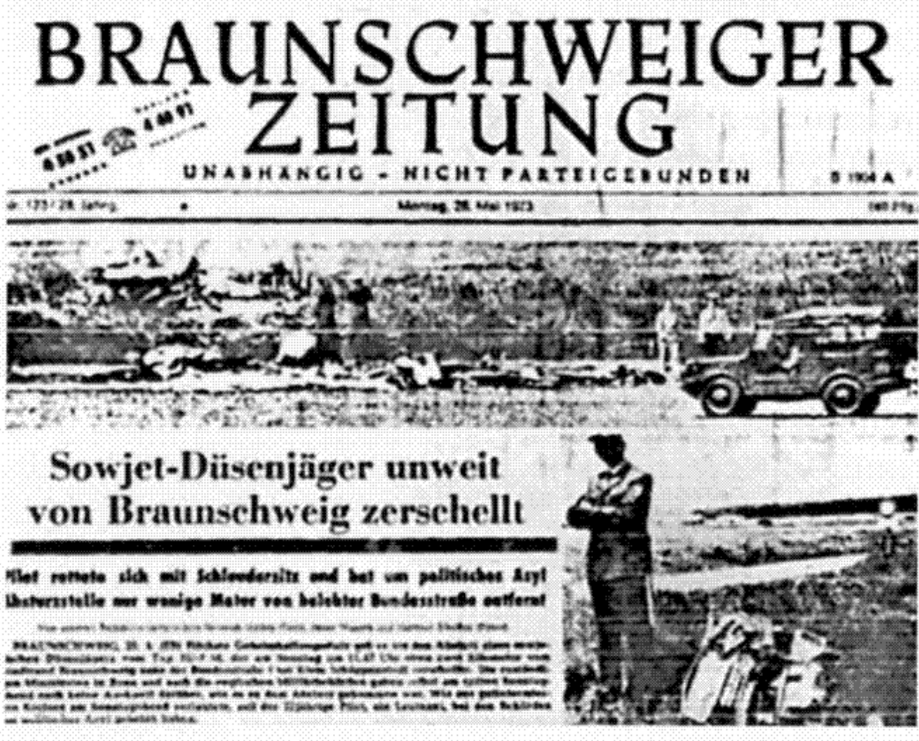 Сообщение о побеге Вронского в газете Braunschweiger Zeitung