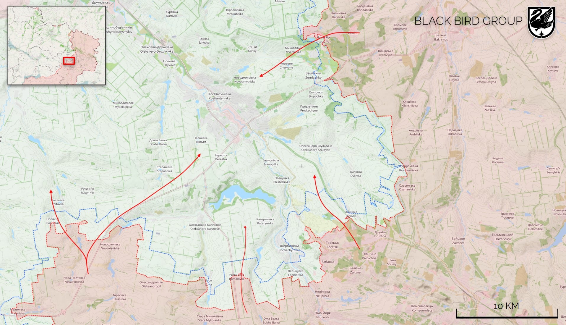 Ситуация в районе Константиновки по версии Black Bird Group